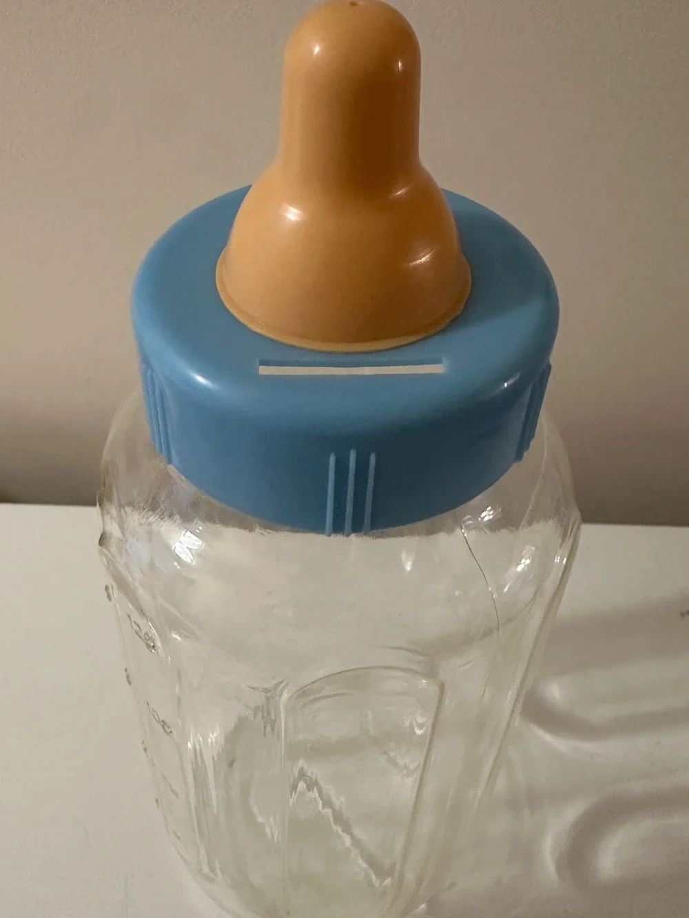 Baby Shower Decor Large Clear Bottle,  Blue Cap, Favor Prize Decoration Bank
